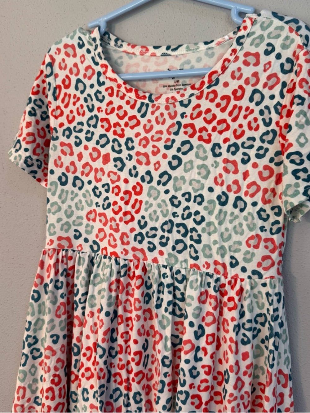 Dream Big Little Co Bamboo Viscose Leopard Print Ruffle Twirl Dress Kids‎ 7/8T